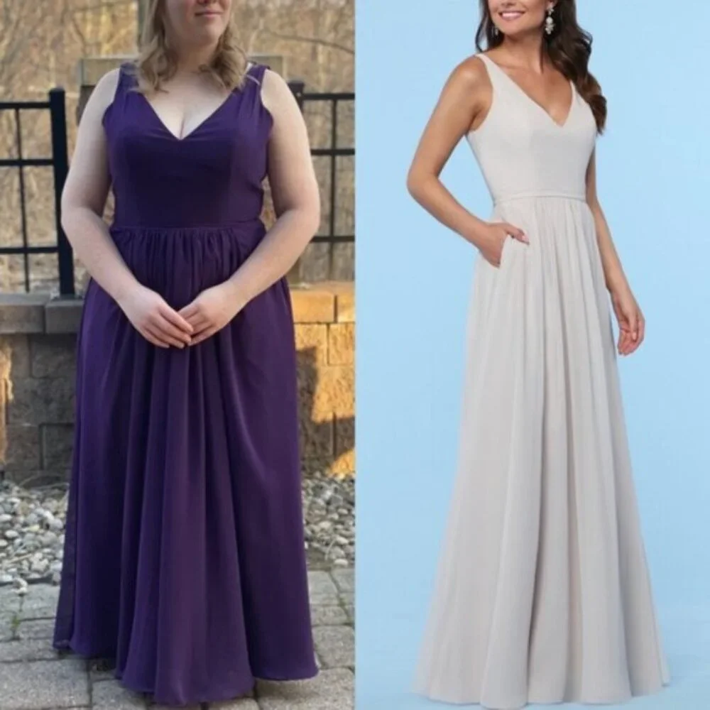 DaVinci Bridesmaids | Eggplant Purple Formal Gown Style# 60385 Dress | Size 16 - Picture 1 of 16